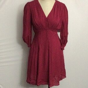 NWT Gal Meets Glam Andrea Dress Dark Red Dotted Swiss Size 8 Guessed